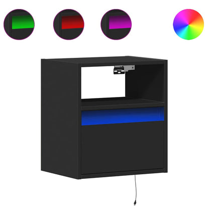 Mobili TV a Parete con Luci LED 2pz Neri