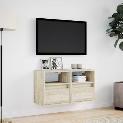 Mobili TV a Parete con Luci LED 2pz