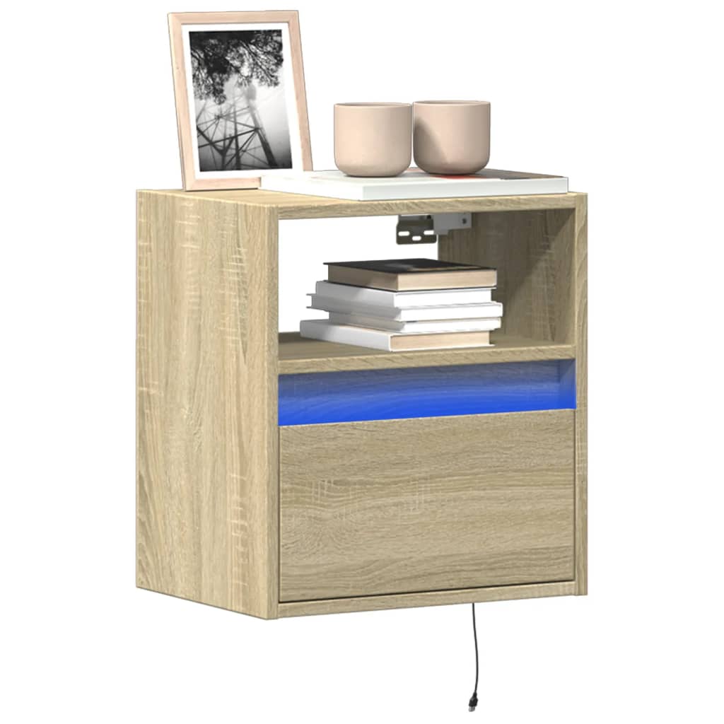 Mobili TV a Parete con Luci LED 2pz