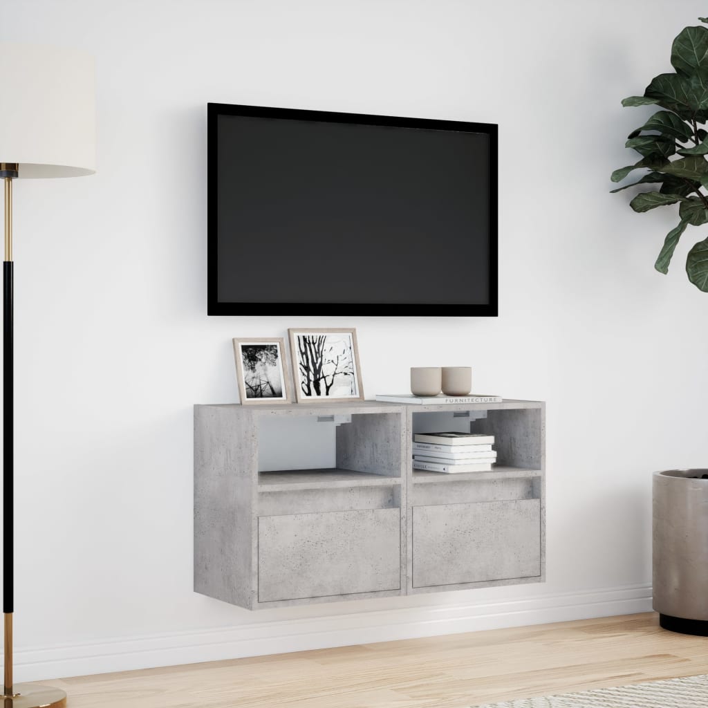 Mobili TV a Parete con Luci LED 2pz