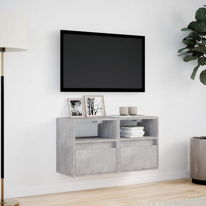 Mobili TV a Parete con Luci LED 2pz