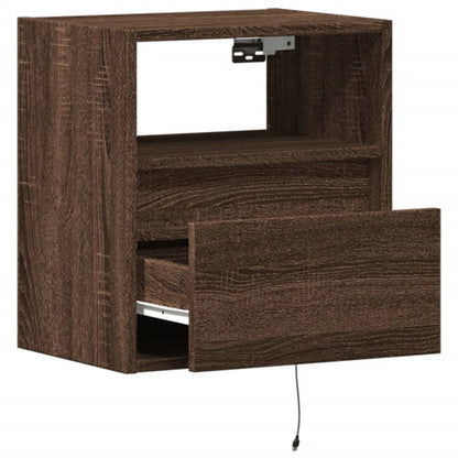 Mobile TV a Parete con Luci LED Rovere Marrone 41x31x45 cm - homemem39