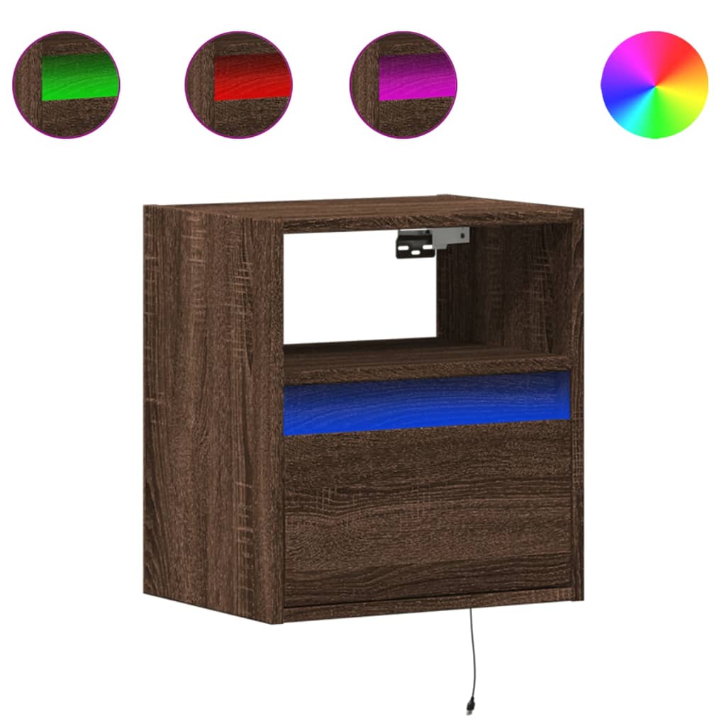 Mobili TV a Parete con Luci LED 2pz