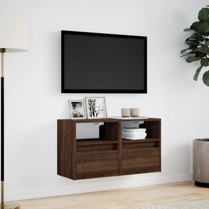 Mobili TV a Parete con Luci LED 2pz