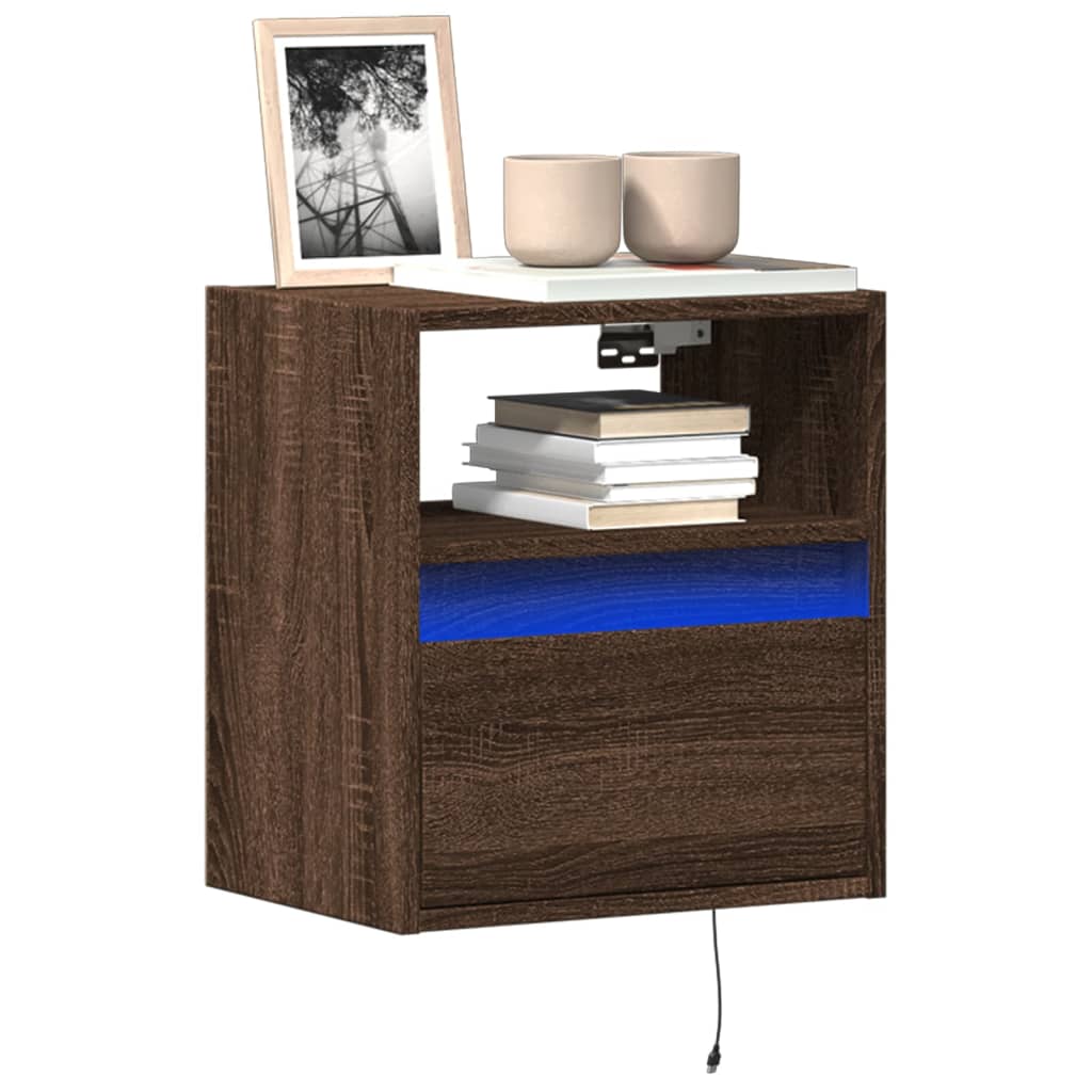 Mobili TV a Parete con Luci LED 2pz