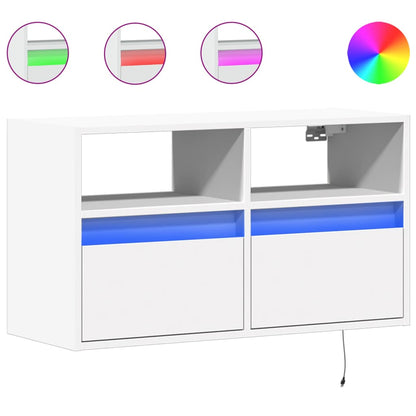 Mobile TV a Parete con Luci LED Bianco 80x31x45 cm - homemem39