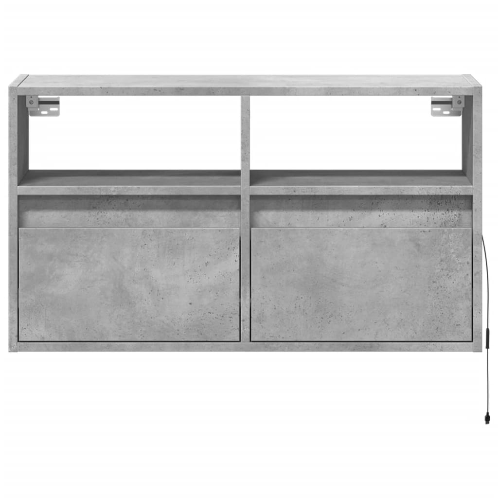 Mobile TV a Parete con Luci LED Grigio Cemento 80x31x45 cm
