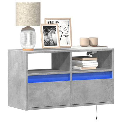 Mobile TV a Parete con Luci LED Grigio Cemento 80x31x45 cm