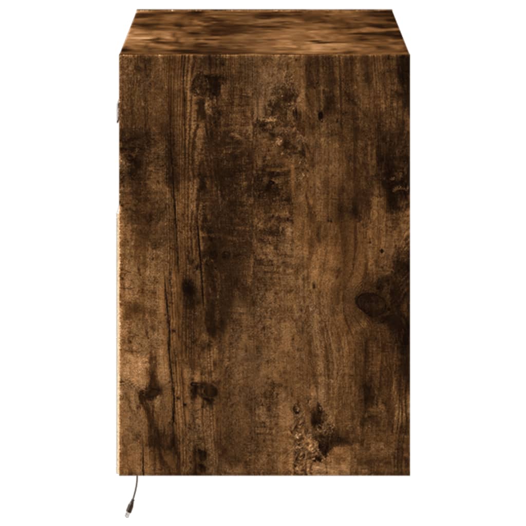 Mobile TV a Parete con Luci LED Rovere Fumo 80x31x45 cm - homemem39