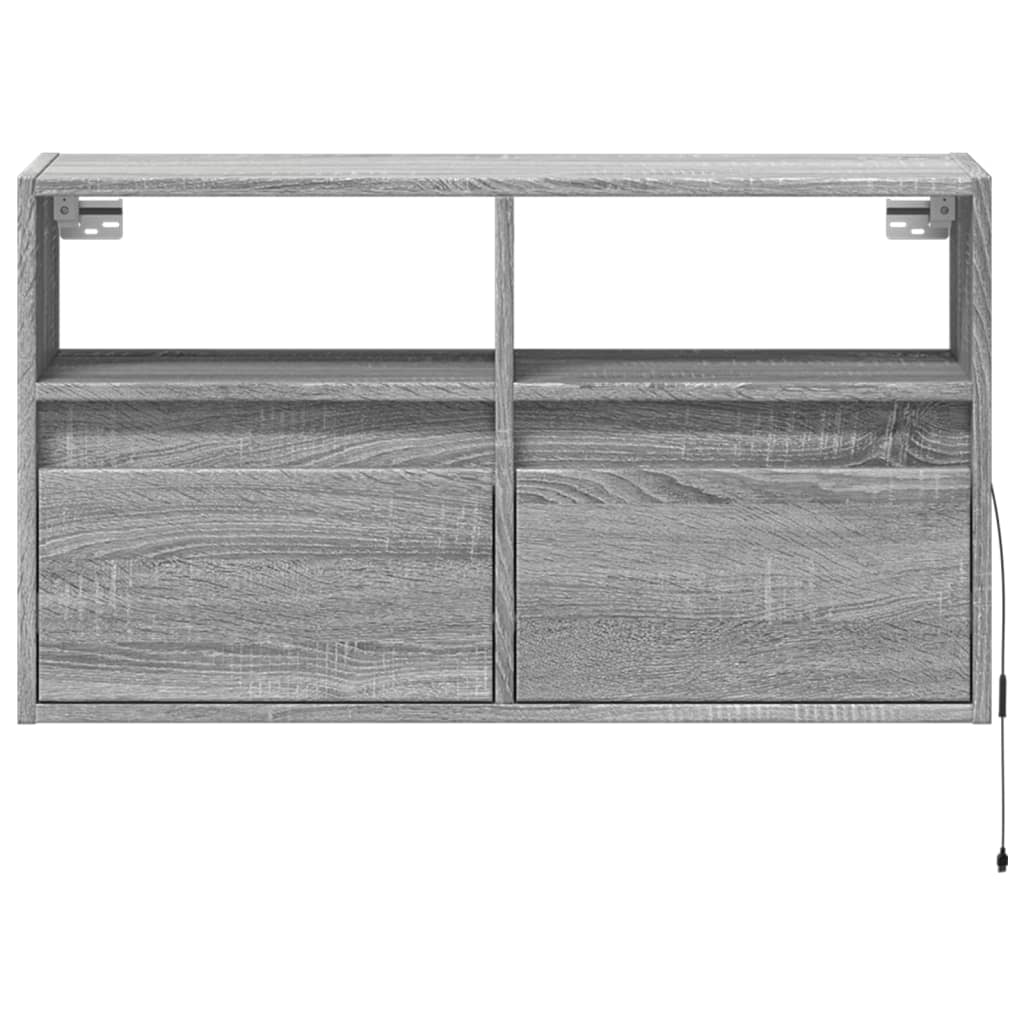 Mobile TV a Parete con Luci LED Grigio Sonoma 80x31x45 cm | homemem39