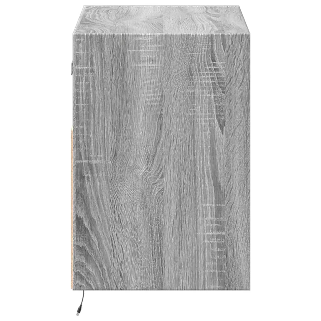 Mobile TV a Parete con Luci LED Grigio Sonoma 80x31x45 cm - homemem39