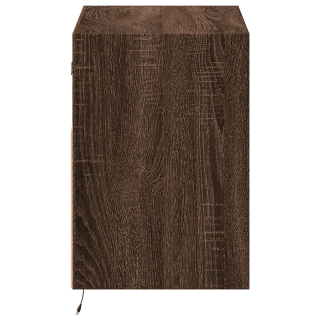 Mobile TV a Parete con Luci LED Rovere Marrone 80x31x45 cm
