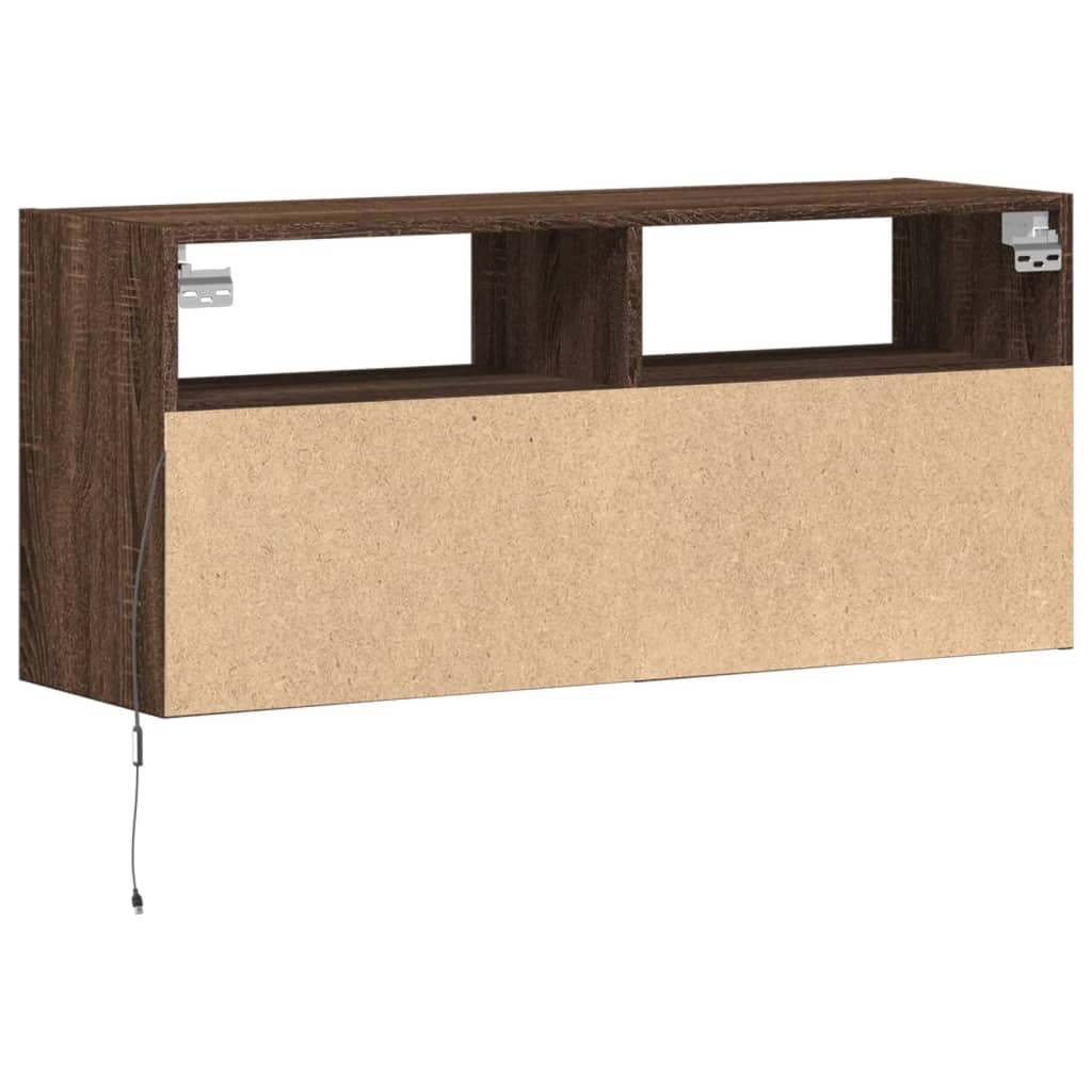 Mobile TV a Parete con Luci LED Rovere Marrone 100x31x45 cm - homemem39
