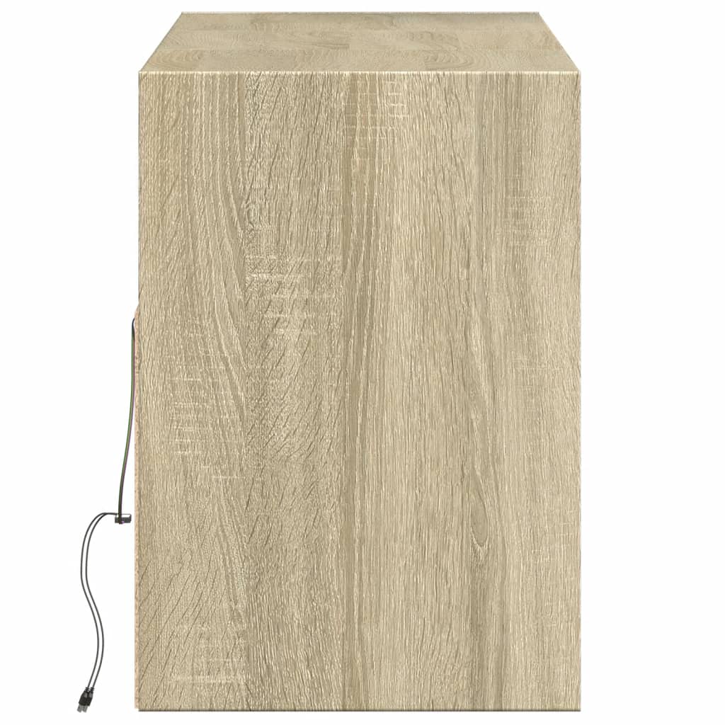 Mobile TV a Parete con Luci LED Rovere Sonoma 130x31x45 cm - homemem39