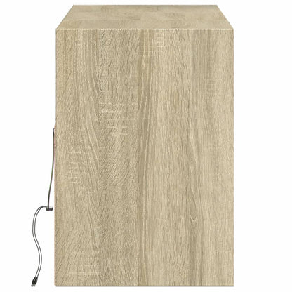 Mobile TV a Parete con Luci LED Rovere Sonoma 130x31x45 cm - homemem39