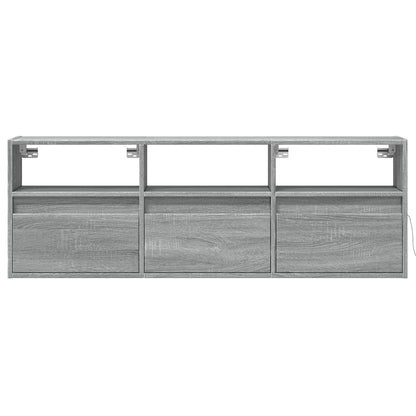 Mobile TV a Parete con Luci LED Grigio Sonoma 130x31x45 cm