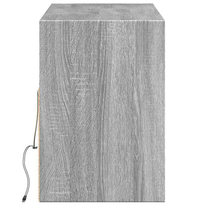 Mobile TV a Parete con Luci LED Grigio Sonoma 130x31x45 cm