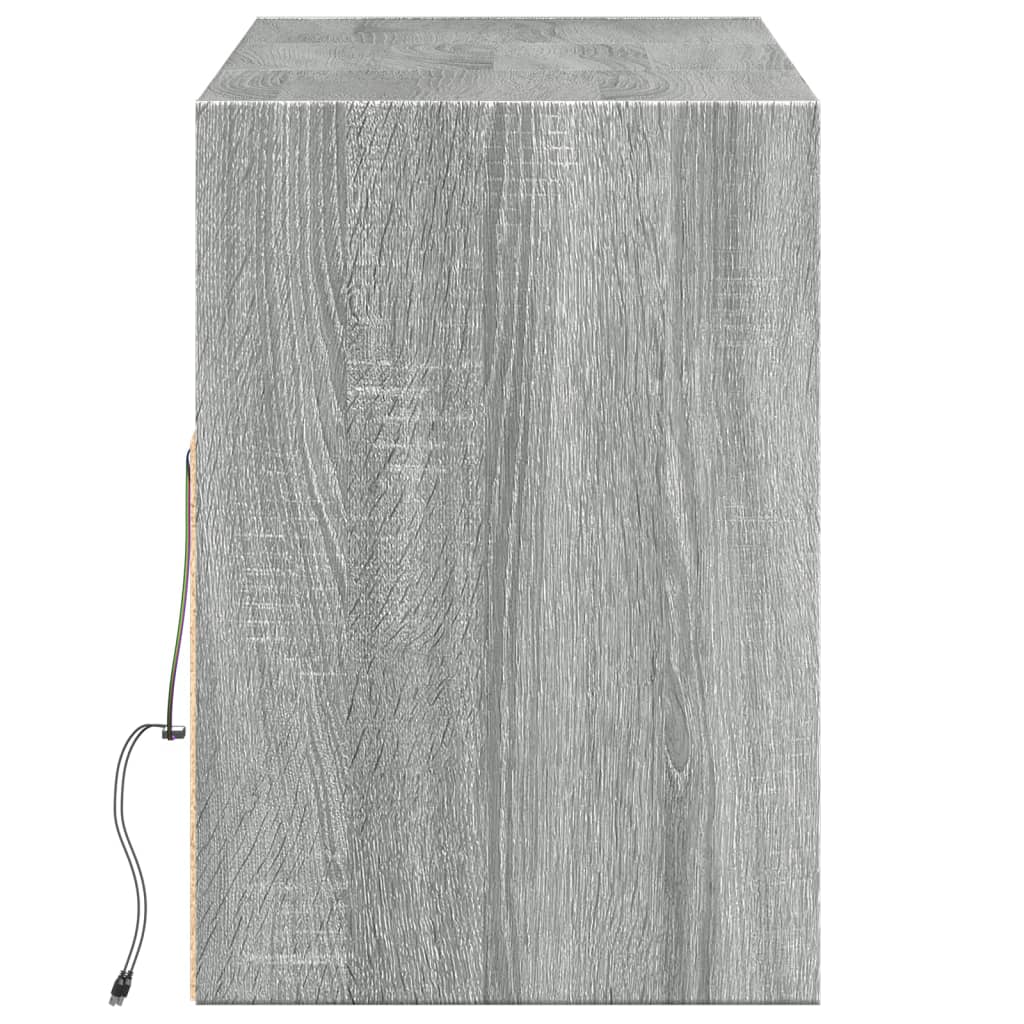 Mobile TV a Parete con Luci LED Grigio Sonoma 130x31x45 cm - homemem39
