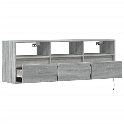 Mobile TV a Parete con Luci LED Grigio Sonoma 130x31x45 cm - homemem39