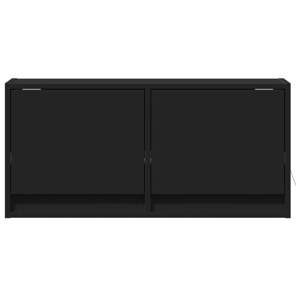 Mobile TV a Parete con Luci LED Nero 80x31x35 cm - homemem39