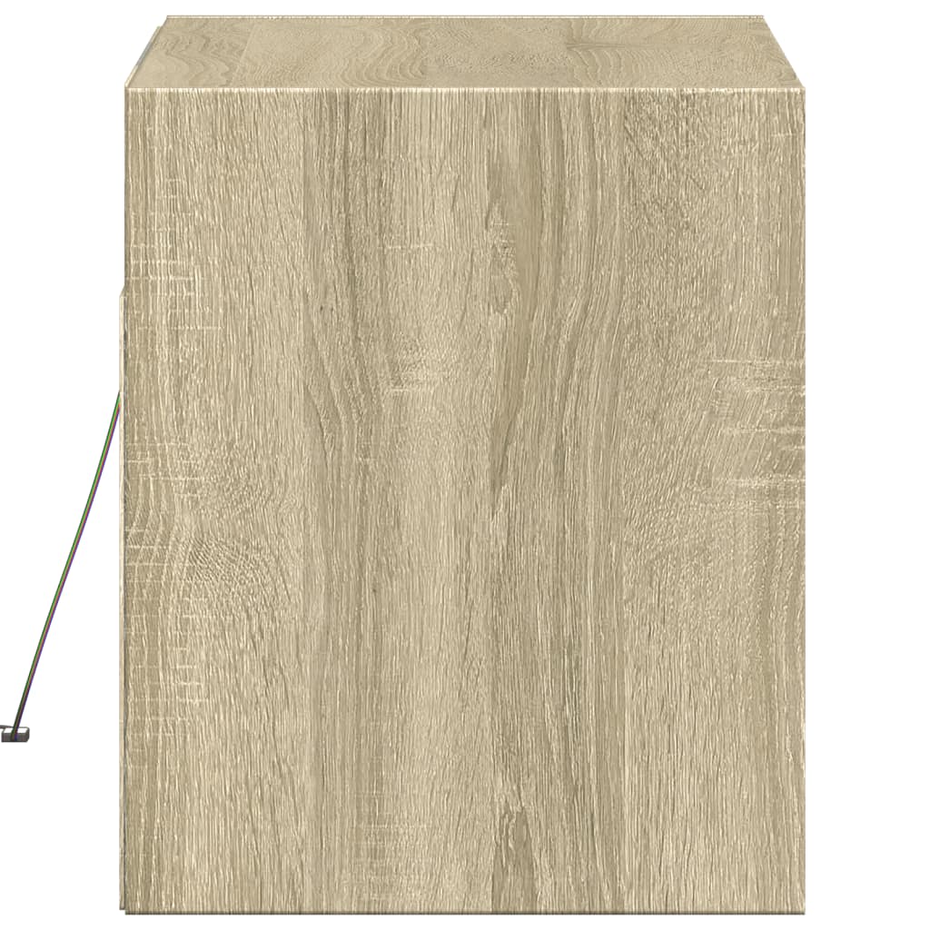 Mobile TV a Parete con Luci LED Rovere Sonoma 80x31x35 cm - homemem39