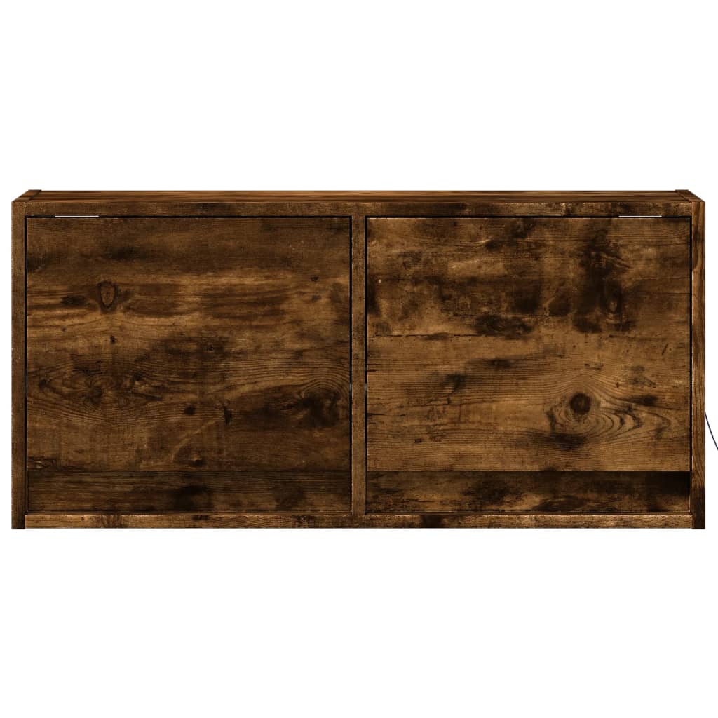 Mobile TV a Parete con Luci LED Rovere Fumo 80x31x35 cm - homemem39