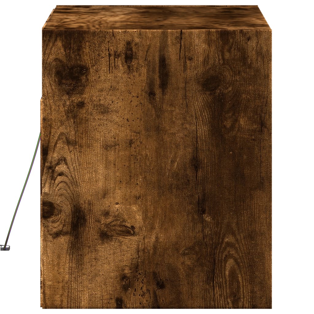 Mobile TV a Parete con Luci LED Rovere Fumo 80x31x35 cm - homemem39