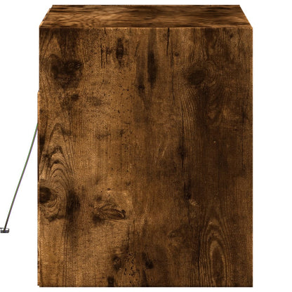 Mobile TV a Parete con Luci LED Rovere Fumo 80x31x35 cm - homemem39