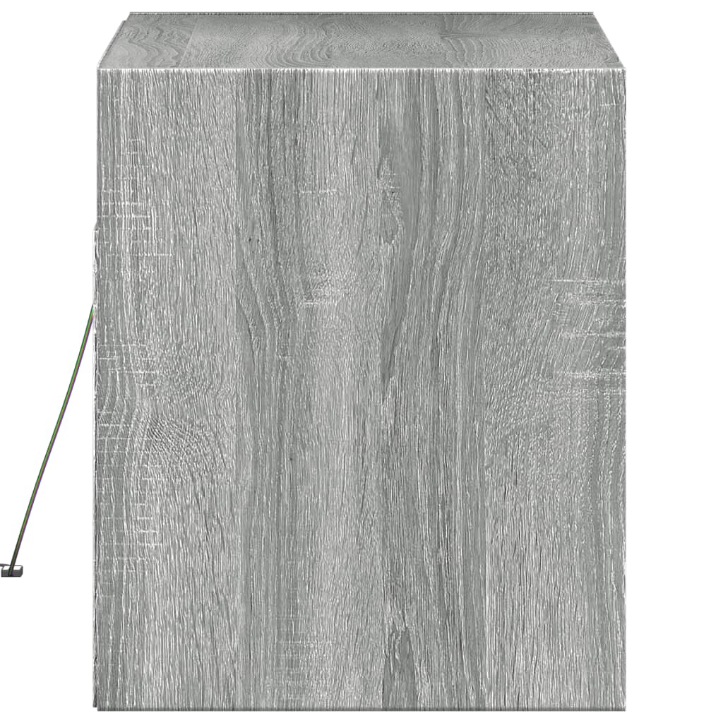 Mobile TV a Parete con Luci LED Grigio Sonoma 80x31x35 cm - homemem39