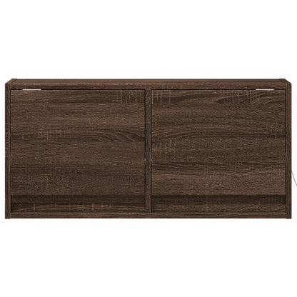 Mobile TV a Parete con Luci LED Rovere Marrone 80x31x35 cm - homemem39