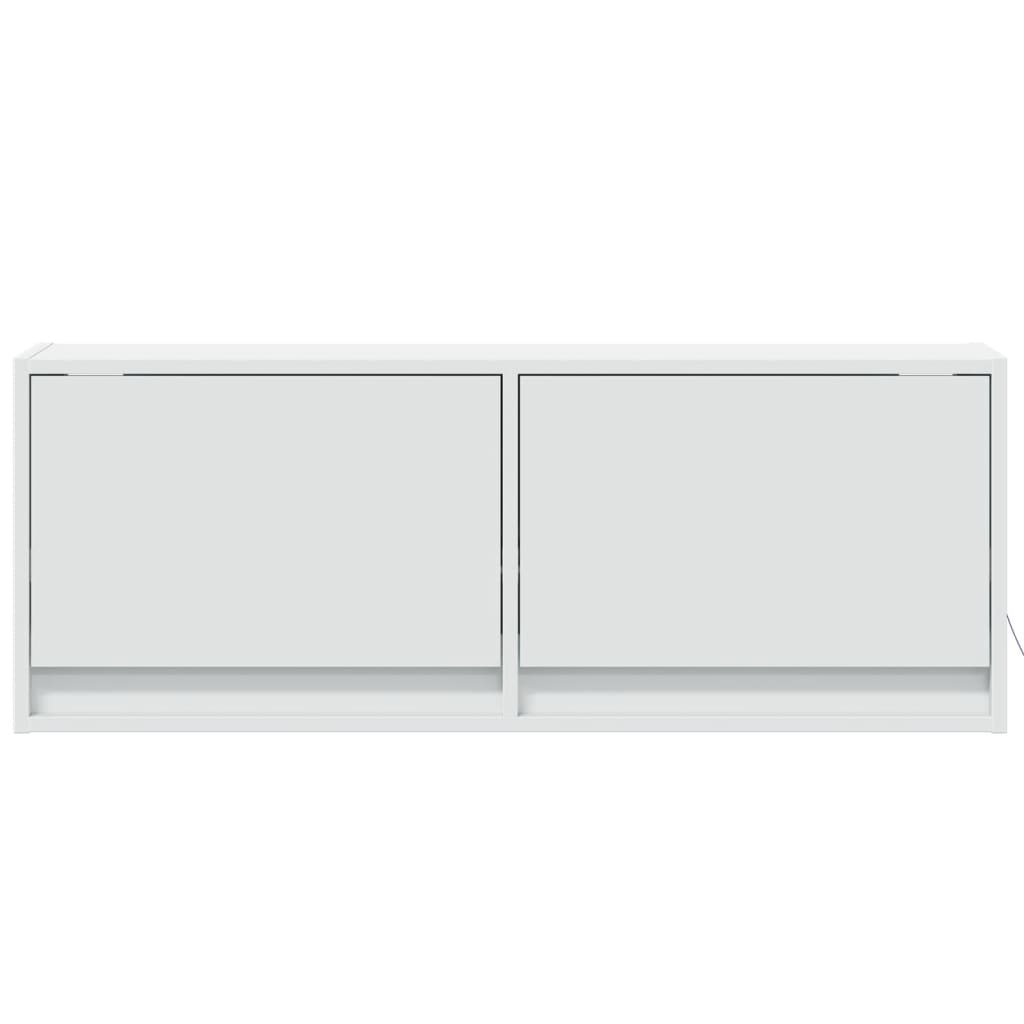 Mobile TV a Parete con Luci LED Bianco 100x31x35 cm - homemem39