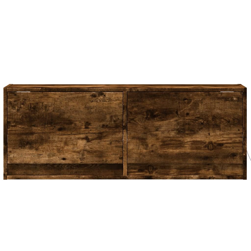 Mobile TV a Parete con Luci LED Rovere Fumo 100x31x35 cm - homemem39