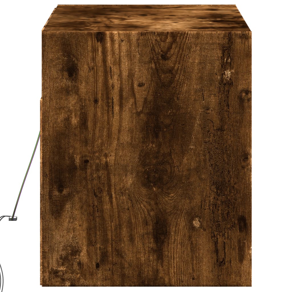 Mobile TV a Parete con Luci LED Rovere Fumo 100x31x35 cm - homemem39