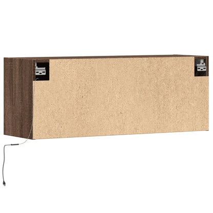 Mobile TV a Parete con Luci LED Rovere Marrone 100x31x35 cm - homemem39