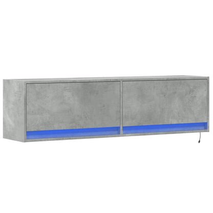 Mobile TV a Parete con Luci LED Grigio Cemento 140x31x38 cm - homemem39