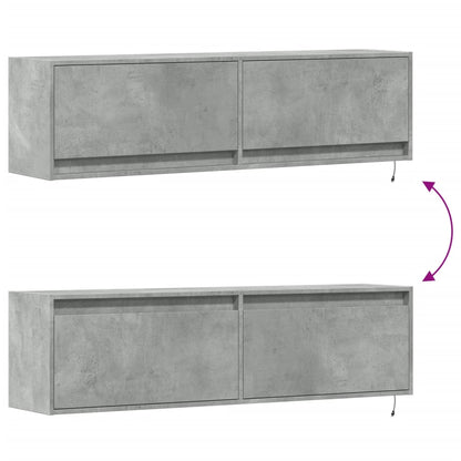 Mobile TV a Parete con Luci LED Grigio Cemento 140x31x38 cm - homemem39