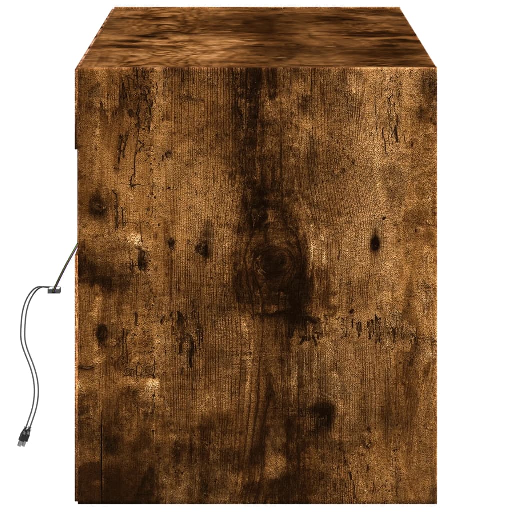 Mobile TV a Parete con Luci LED Rovere Fumo 140x31x38 cm - homemem39