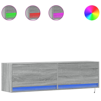 Mobile TV a Parete con Luci LED Grigio Sonoma 140x31x38 cm - homemem39