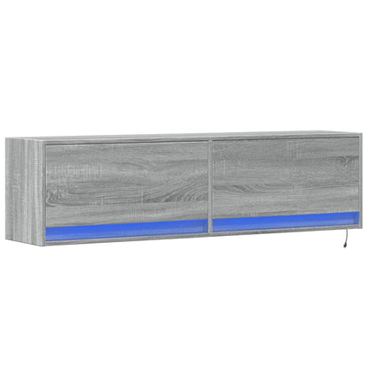 Mobile TV a Parete con Luci LED Grigio Sonoma 140x31x38 cm | homemem39