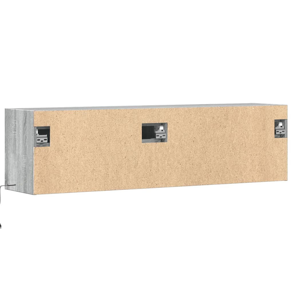 Mobile TV a Parete con Luci LED Grigio Sonoma 140x31x38 cm | homemem39