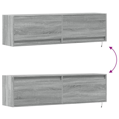 Mobile TV a Parete con Luci LED Grigio Sonoma 140x31x38 cm - homemem39