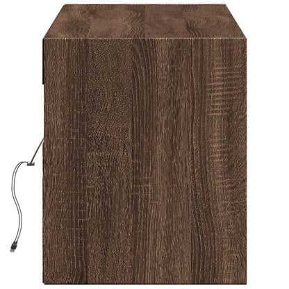 Mobile TV a Parete con Luci LED Rovere Marrone 140x31x38 cm - homemem39