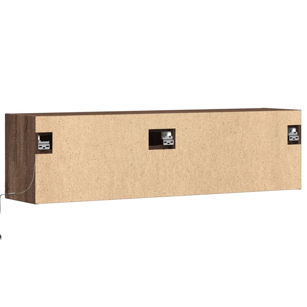 Mobile TV a Parete con Luci LED Rovere Marrone 140x31x38 cm - homemem39