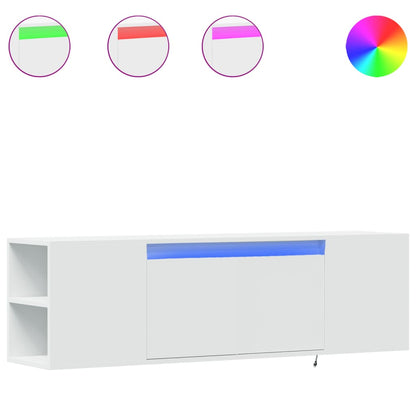 Mobile TV a Parete con Luci LED Bianco 135x31x39,5 cm - homemem39