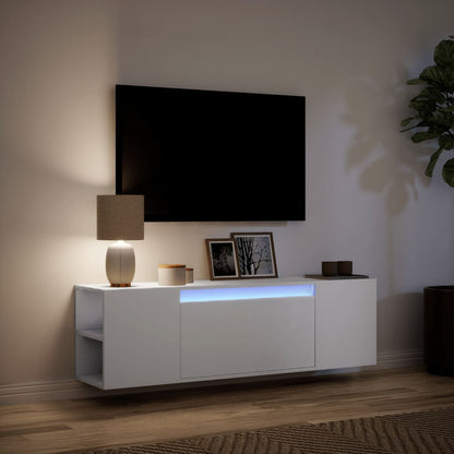 Mobile TV a Parete con Luci LED Bianco 135x31x39,5 cm - homemem39