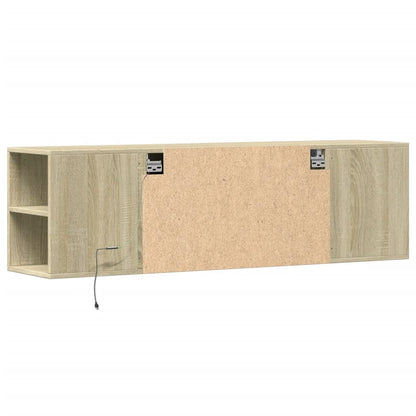 Mobile TV a Parete con Luci LED Rovere Sonoma 135x31x39,5 cm - homemem39