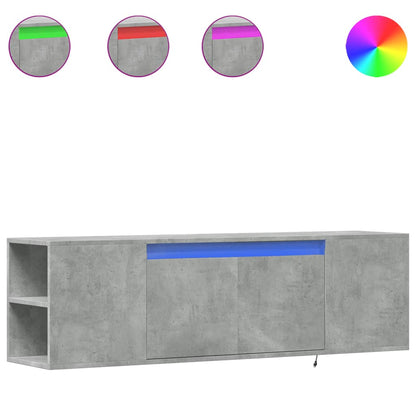 Mobile TV a Parete con Luci LED Grigio Cemento 135x31x39,5 cm