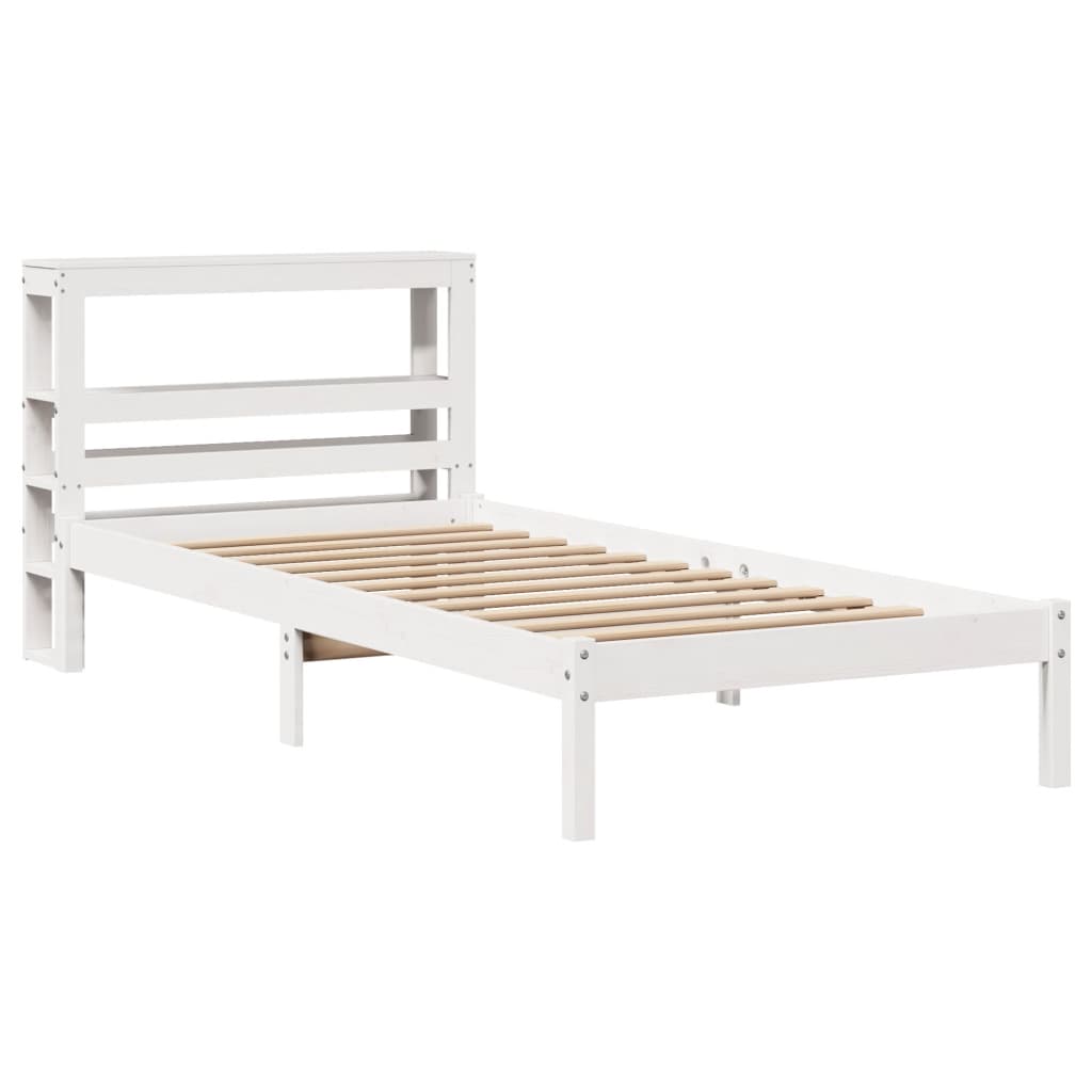 Letto senza Materasso Bianco 75x190 in Legno Massello di Pino - homemem39