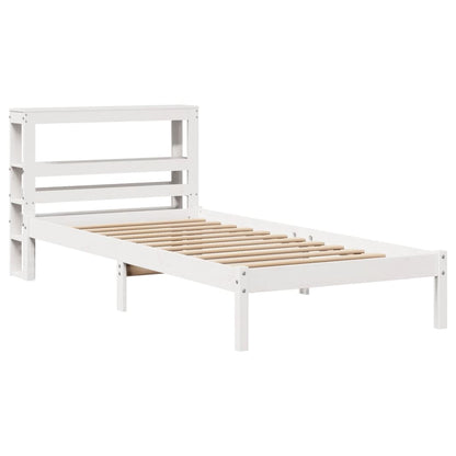 Letto senza Materasso Bianco 75x190 in Legno Massello di Pino - homemem39