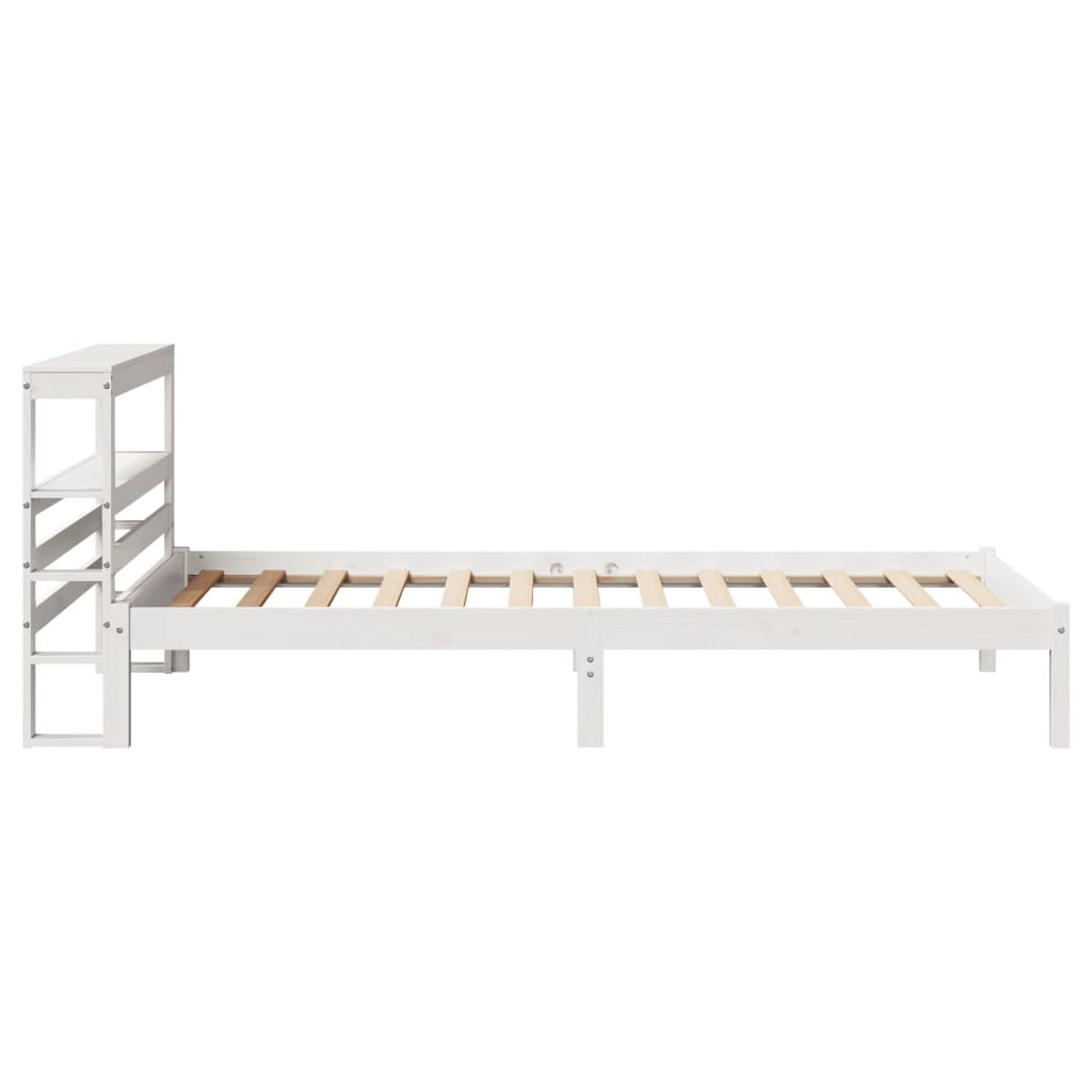 Letto senza Materasso Bianco 75x190 in Legno Massello di Pino - homemem39